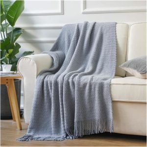 Wheat Knit Tassel Throw