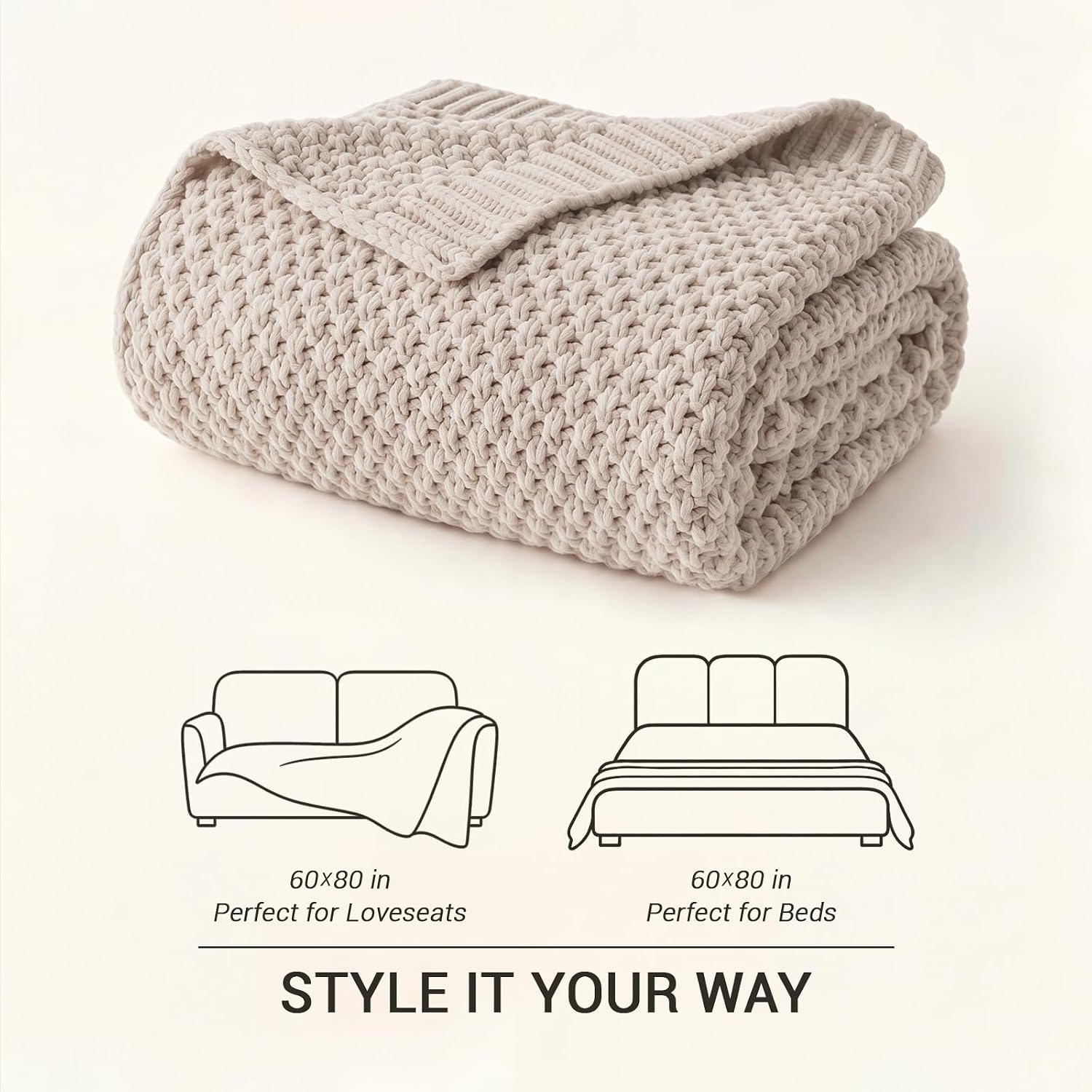 Chunky Cable Knit Bed Throw - Image 3
