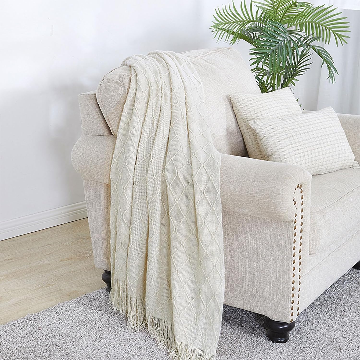 Boho Knitted Throw Blanket - Image 2