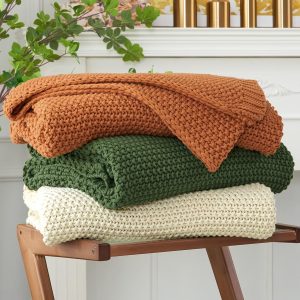 Chunky Cable Knit Bed Throw