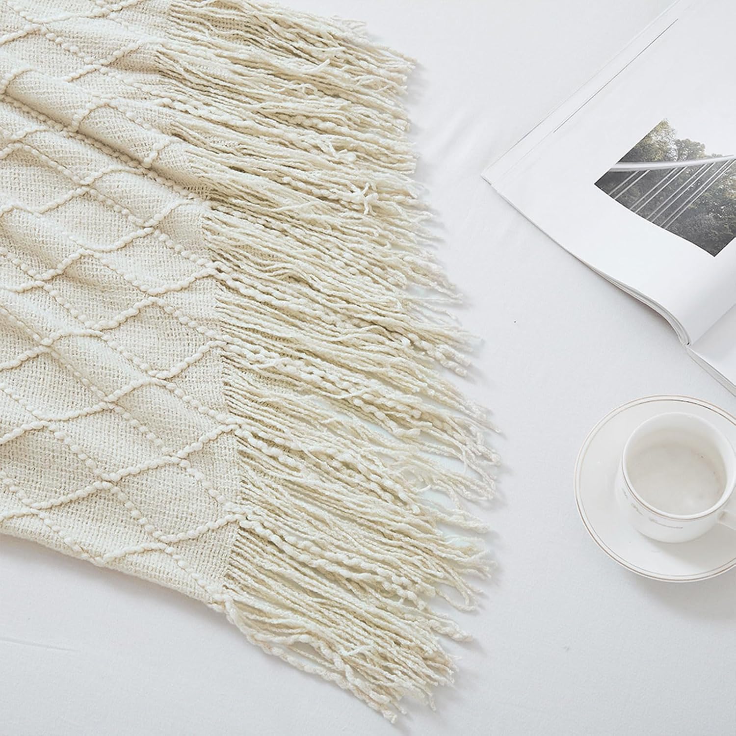 Boho Knitted Throw Blanket - Image 5